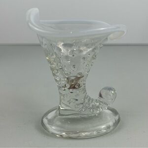 Vintage Cornucopia Hobnail Style White Opalescent Glass Small Horn Vase